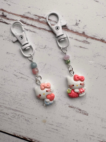 Cute Kitty Girl Pair of Stitch Markers in PINK or RED