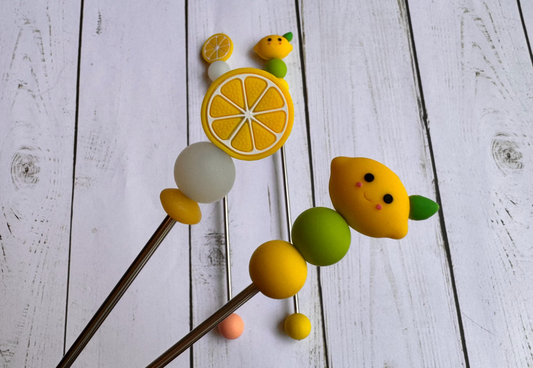 Pair of Lemon Amigurumi Sewing Sticks