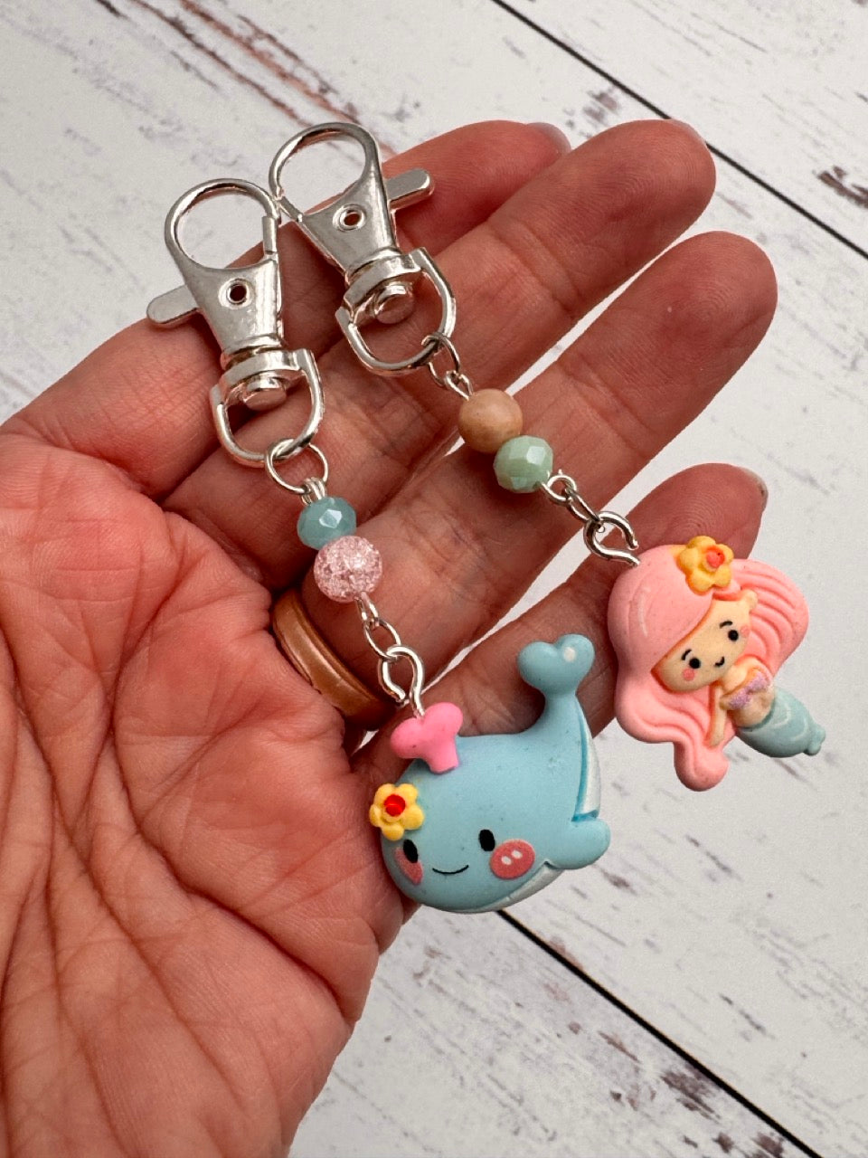 Mermaid and Whale Pair of Stitch Markers