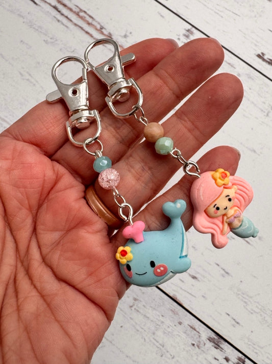 Mermaid and Whale Pair of Stitch Markers