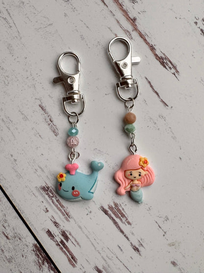Mermaid and Whale Pair of Stitch Markers