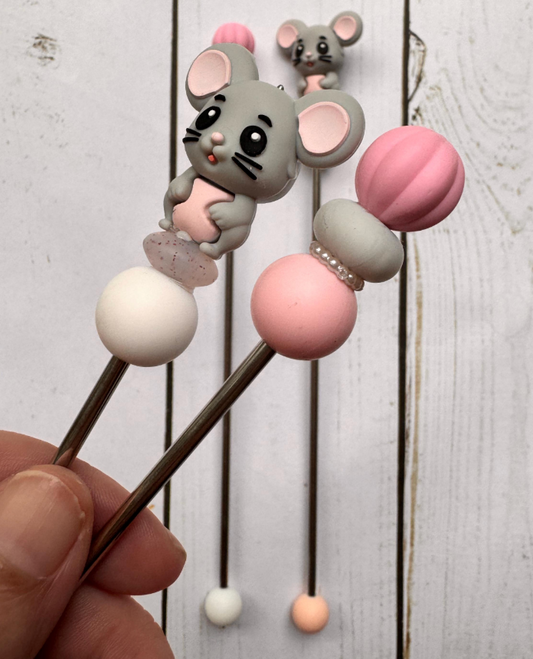 Pair of Mouse Amigurumi Sewing Sticks