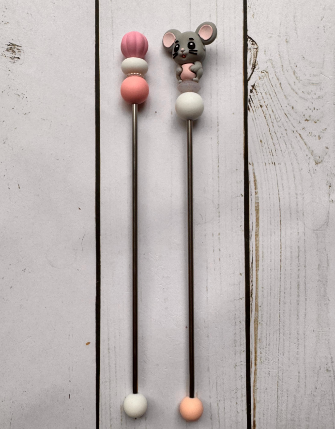 Pair of Mouse Amigurumi Sewing Sticks