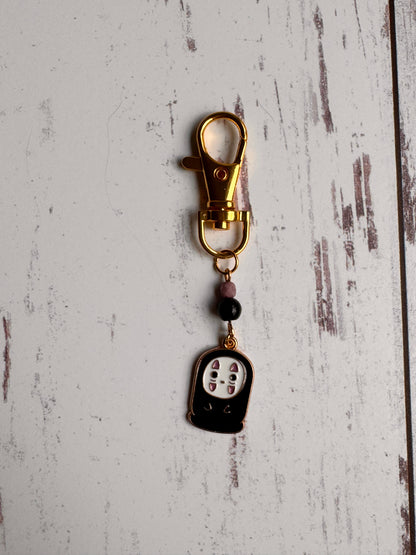 Black White Ghost Face Anime Inspired Enamel Single Stitch Marker