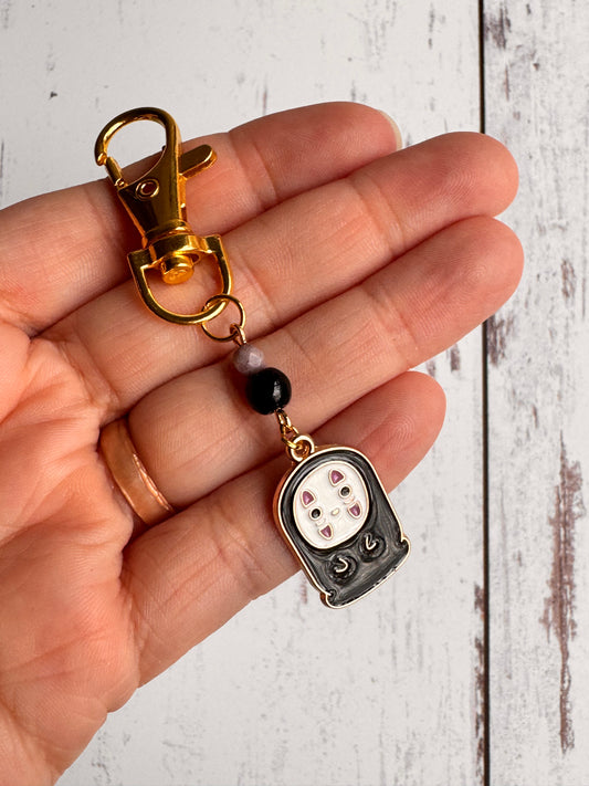 Black White Ghost Face Anime Inspired Enamel Single Stitch Marker