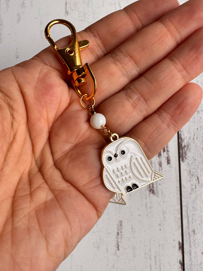 White Snowy Owl Single Stitch Marker