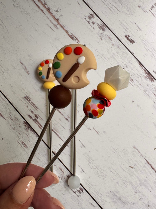 Pair of Artist Paint Palette Amigurumi Sewing Sticks
