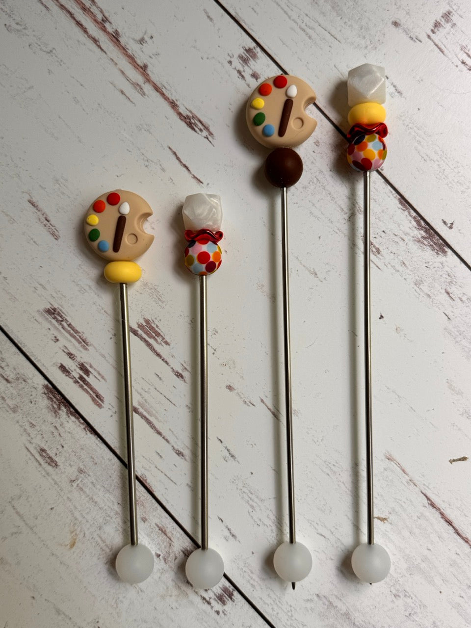 Pair of Artist Paint Palette Amigurumi Sewing Sticks