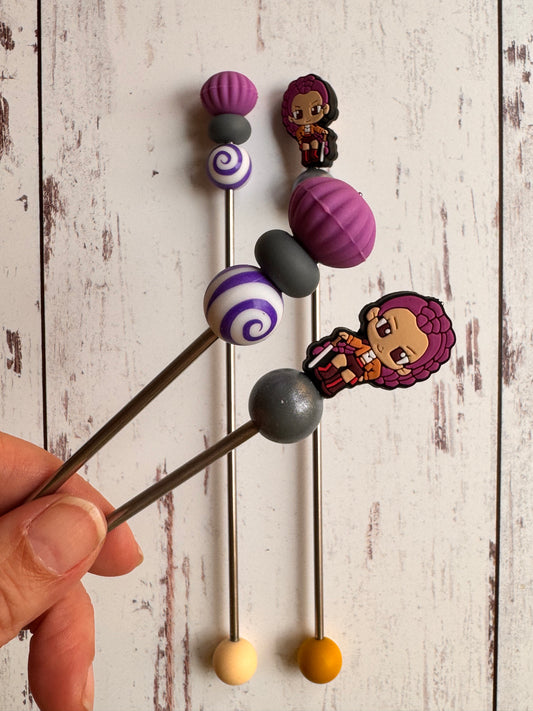 Kpop Purple Demon Girl Singer Pair of Amigurumi Sewing Sticks