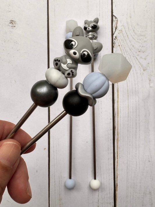 3D Raccoon Pair of Amigurumi Sewing Sticks