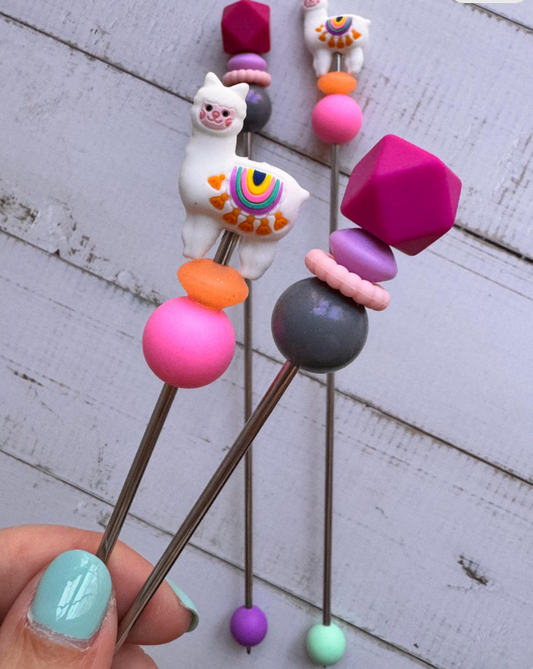 Llama Alpaca Pair of Amigurumi Sewing Sticks