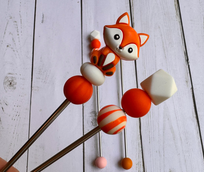 Orange Fox Pair of Amigurumi Sewing Sticks