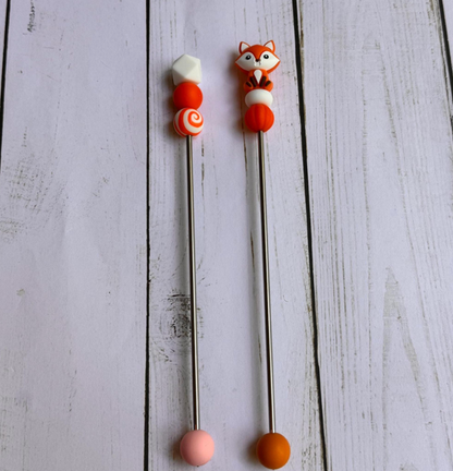 Orange Fox Pair of Amigurumi Sewing Sticks