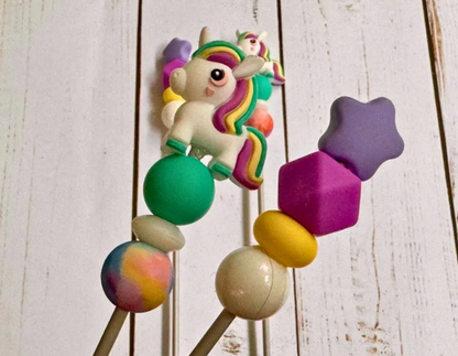 Pink or Purple Unicorn Pair of Amigurumi Sewing Sticks