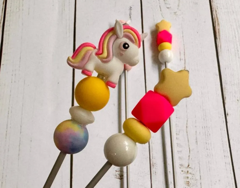 Pink or Purple Unicorn Pair of Amigurumi Sewing Sticks