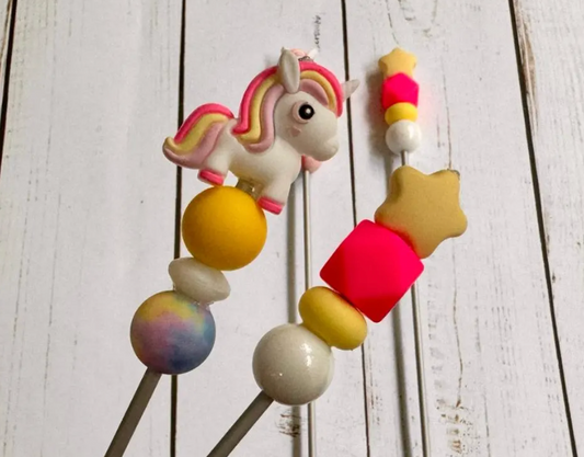 Pink or Purple Unicorn Pair of Amigurumi Sewing Sticks
