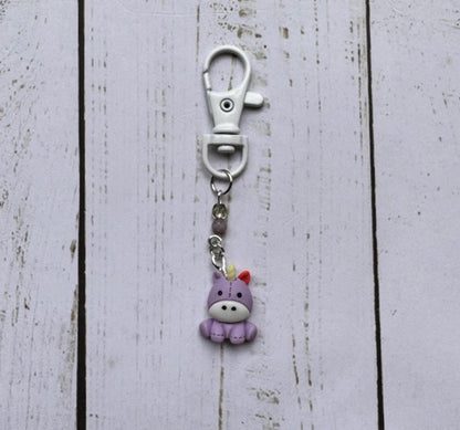 Purple Patchwork Unicorn Single Stitch Marker