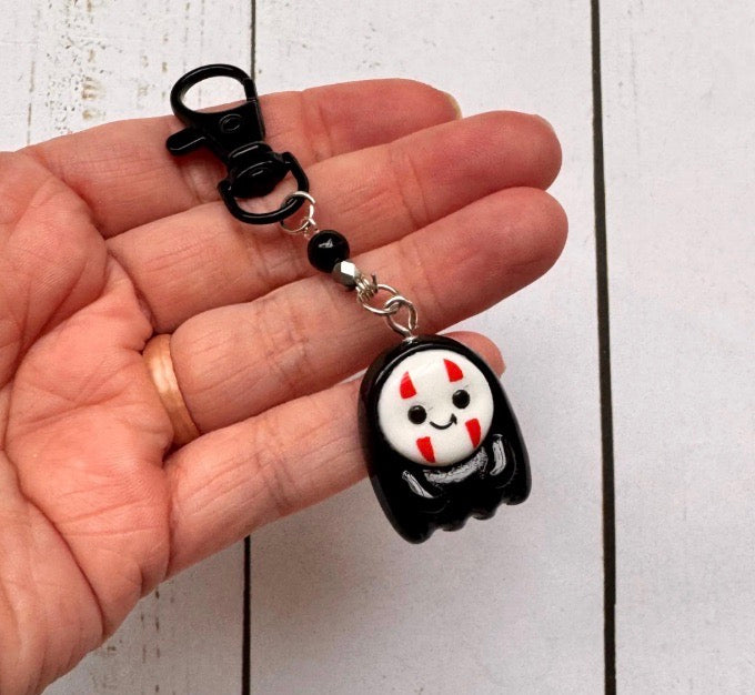 Black White Ghost Face Anime Inspired Resin Single Stitch Marker