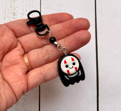 Black White Ghost Face Anime Inspired Resin Single Stitch Marker