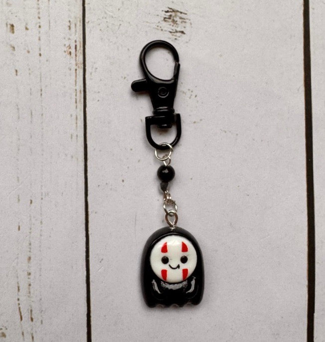 Black White Ghost Face Anime Inspired Resin Single Stitch Marker
