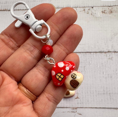 Red Mushroom House Single Stitch Marker