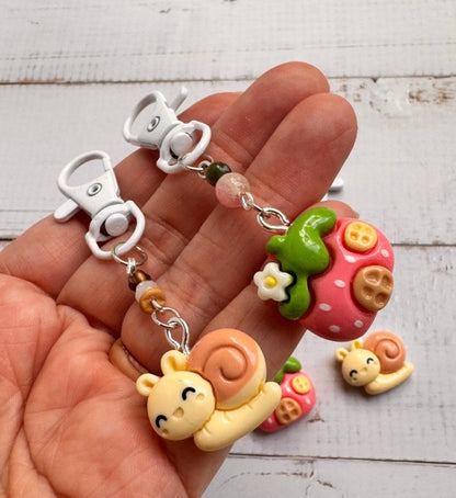 Snail & Strawberry House Pair of Stitch Markers