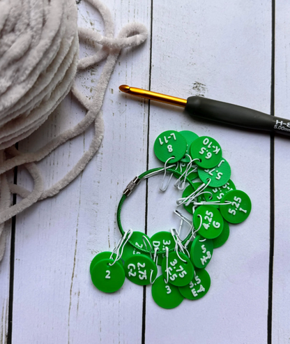 Two-Tone Crochet Hook Size Project Stitch Marker in Various Color Options