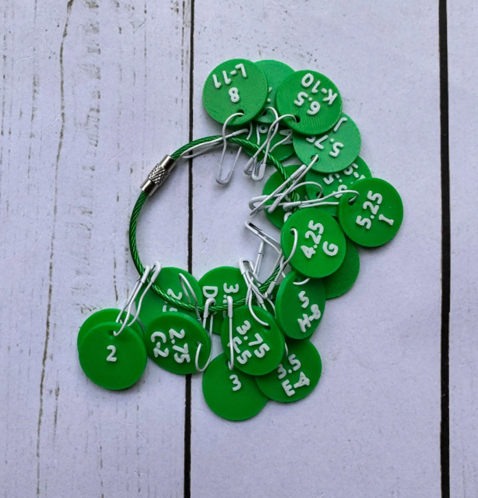 Two-Tone Crochet Hook Size Project Stitch Marker in Various Color Options