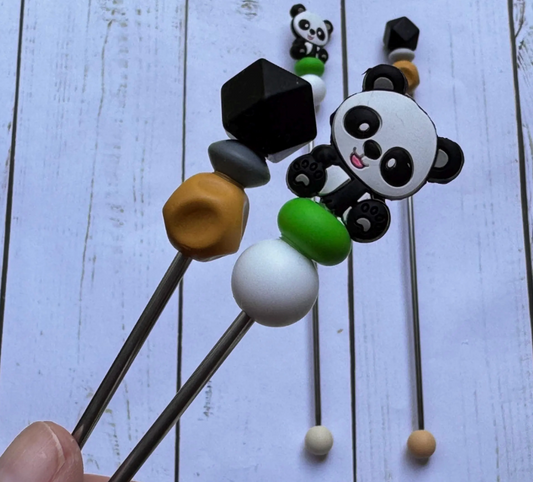 Black and White Panda Pair of Amigurumi Sewing Sticks