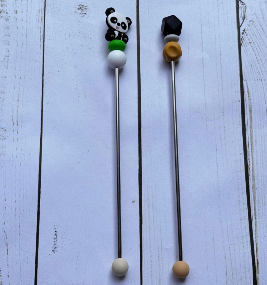 Black and White Panda Pair of Amigurumi Sewing Sticks