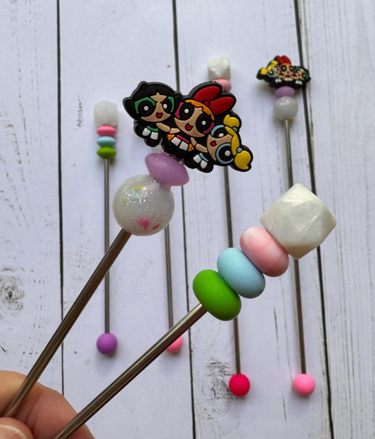 Pair of Superhero Girl Sisters Amigurumi Sewing Sticks