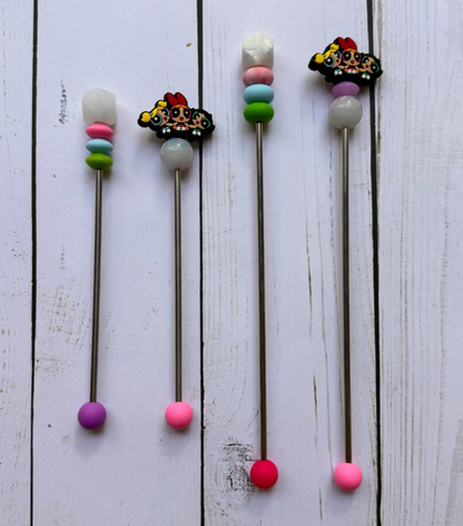 Pair of Superhero Girl Sisters Amigurumi Sewing Sticks
