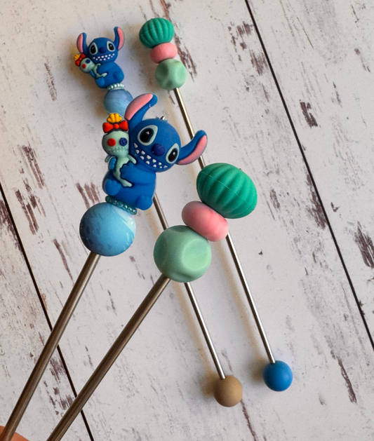 Blue Alien and Patchwork Doll Amigurumi Sewing Sticks