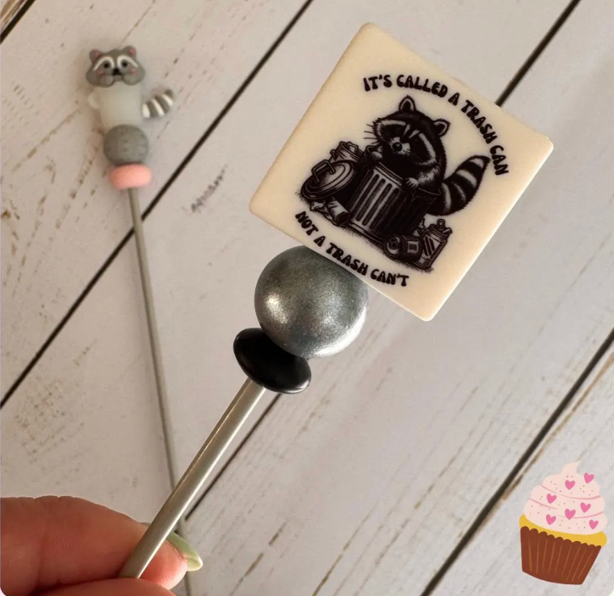 Raccoon Trash Can Pair of Amigurumi Sewing Sticks