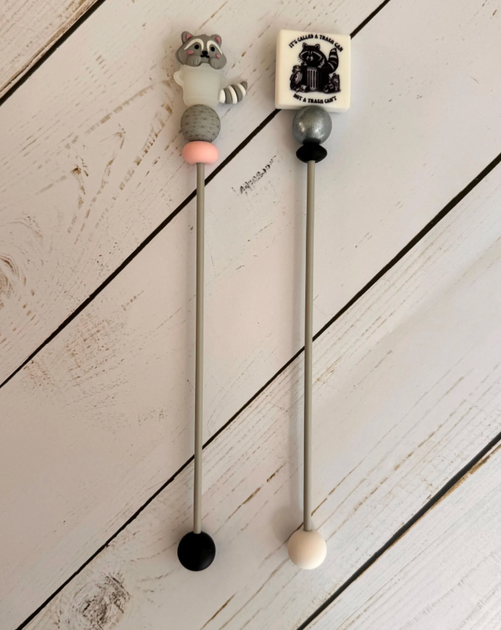 Raccoon Trash Can Pair of Amigurumi Sewing Sticks