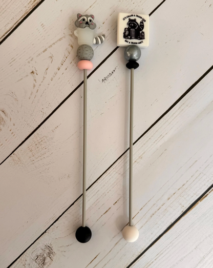 Raccoon Trash Can Pair of Amigurumi Sewing Sticks