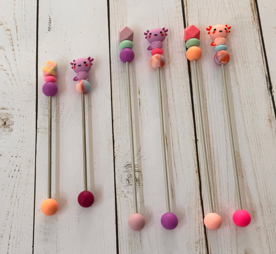 Pair of Pink OR Purple Axolotl Amigurumi Sewing Sticks