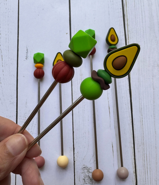 Avocado Pair of Amigurumi Sewing Sticks