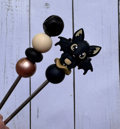 Black and Gold Bat Pair of Amigurumi Sewing Sticks