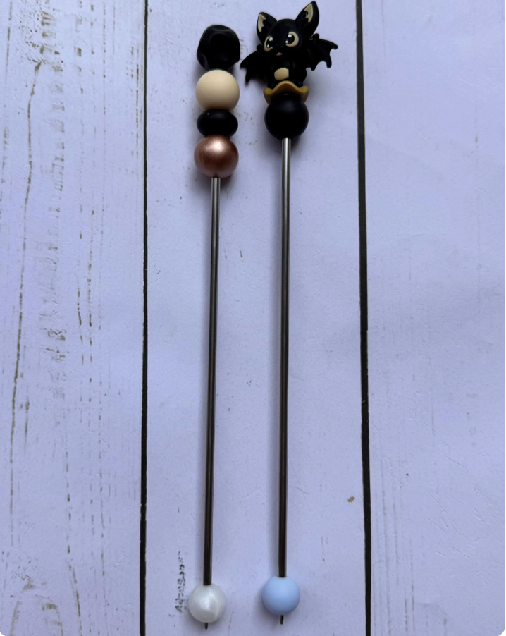 Black and Gold Bat Pair of Amigurumi Sewing Sticks