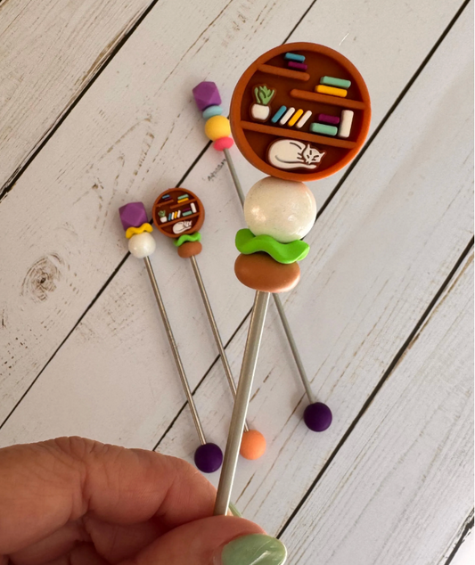 Pair of Cat on a Bookcase Amigurumi Sewing Sticks