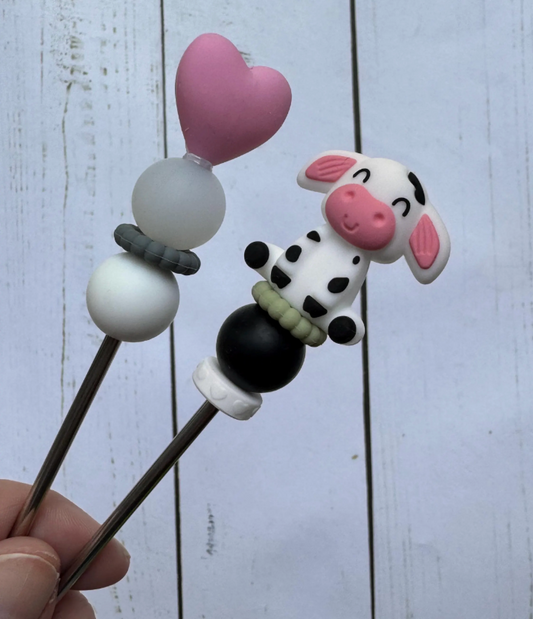 3D Black and White Cow Pair of Amigurumi Sewing Sticks