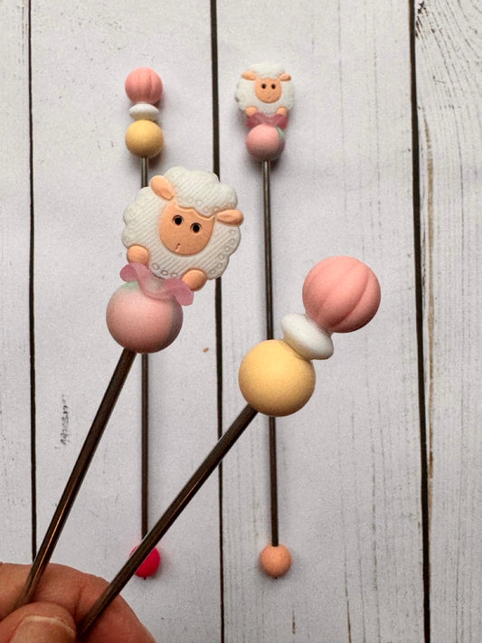 Pair of Sheep Amigurumi Sewing Sticks
