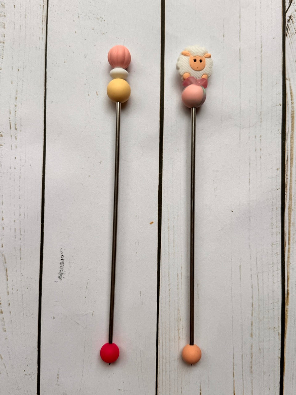 Pair of Sheep Amigurumi Sewing Sticks