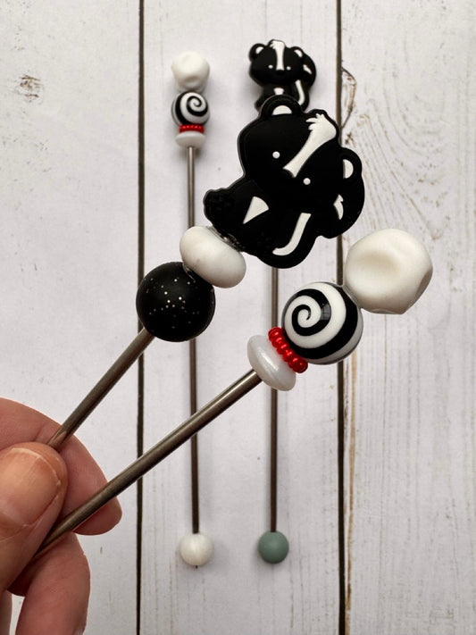 Skunk Pair of Amigurumi Sewing Sticks