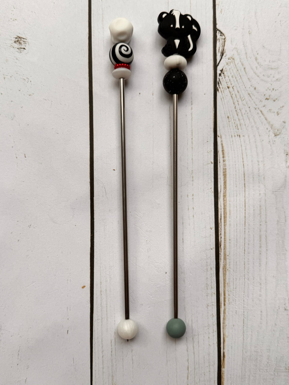 Skunk Pair of Amigurumi Sewing Sticks