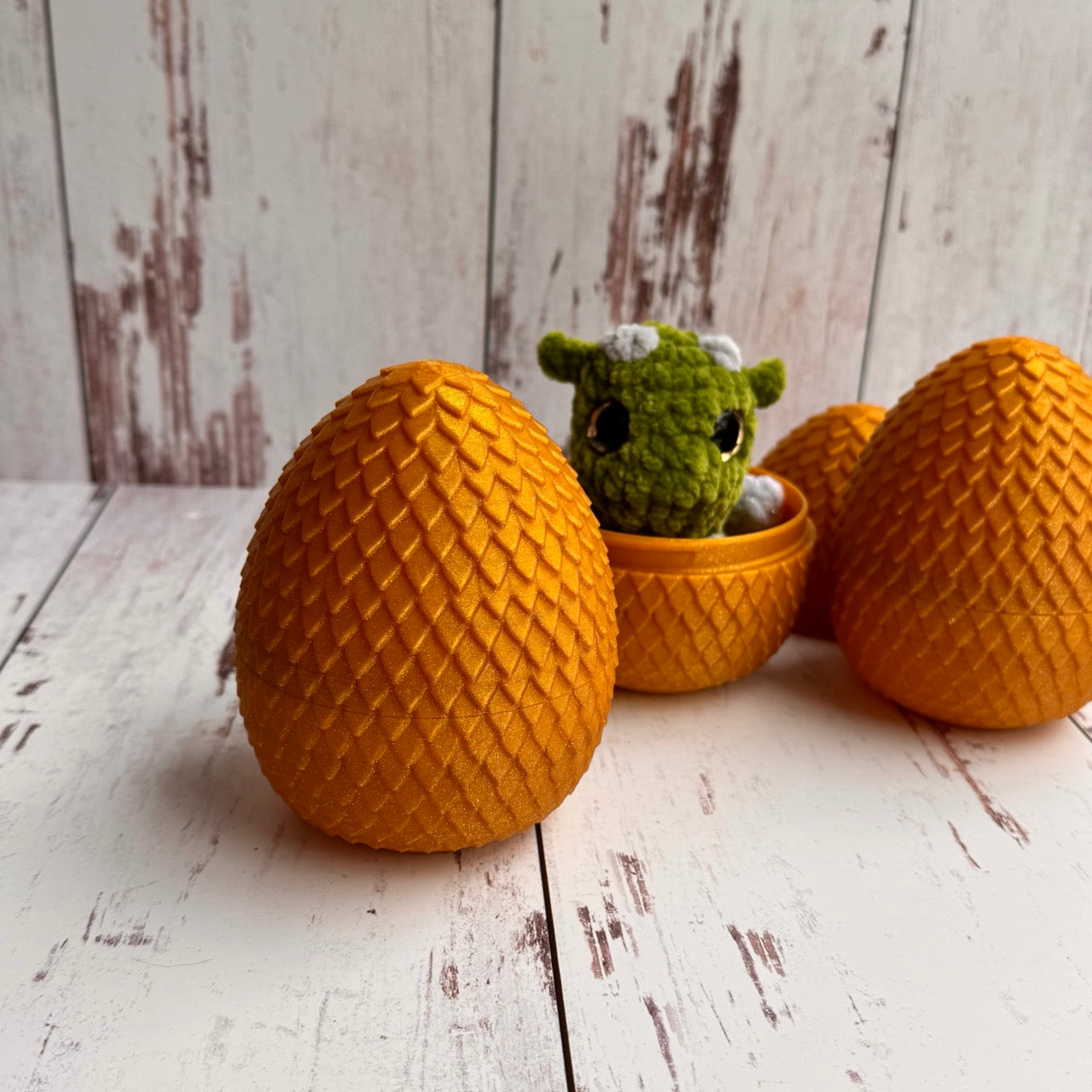 Set of 2 Empty Gold Dragon Eggs for Crochet Plushies or Small Toys