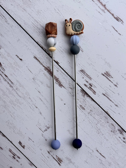 Cute Snail Pair of Amigurumi Sewing Sticks