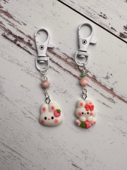 Strawberry Bunny Pair of Stitch Markers