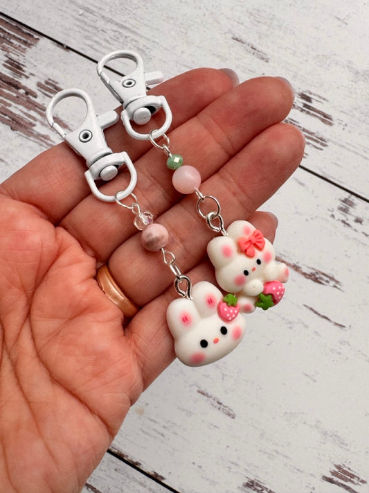 Strawberry Bunny Pair of Stitch Markers